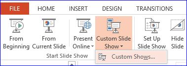 Custom Slide Show menu